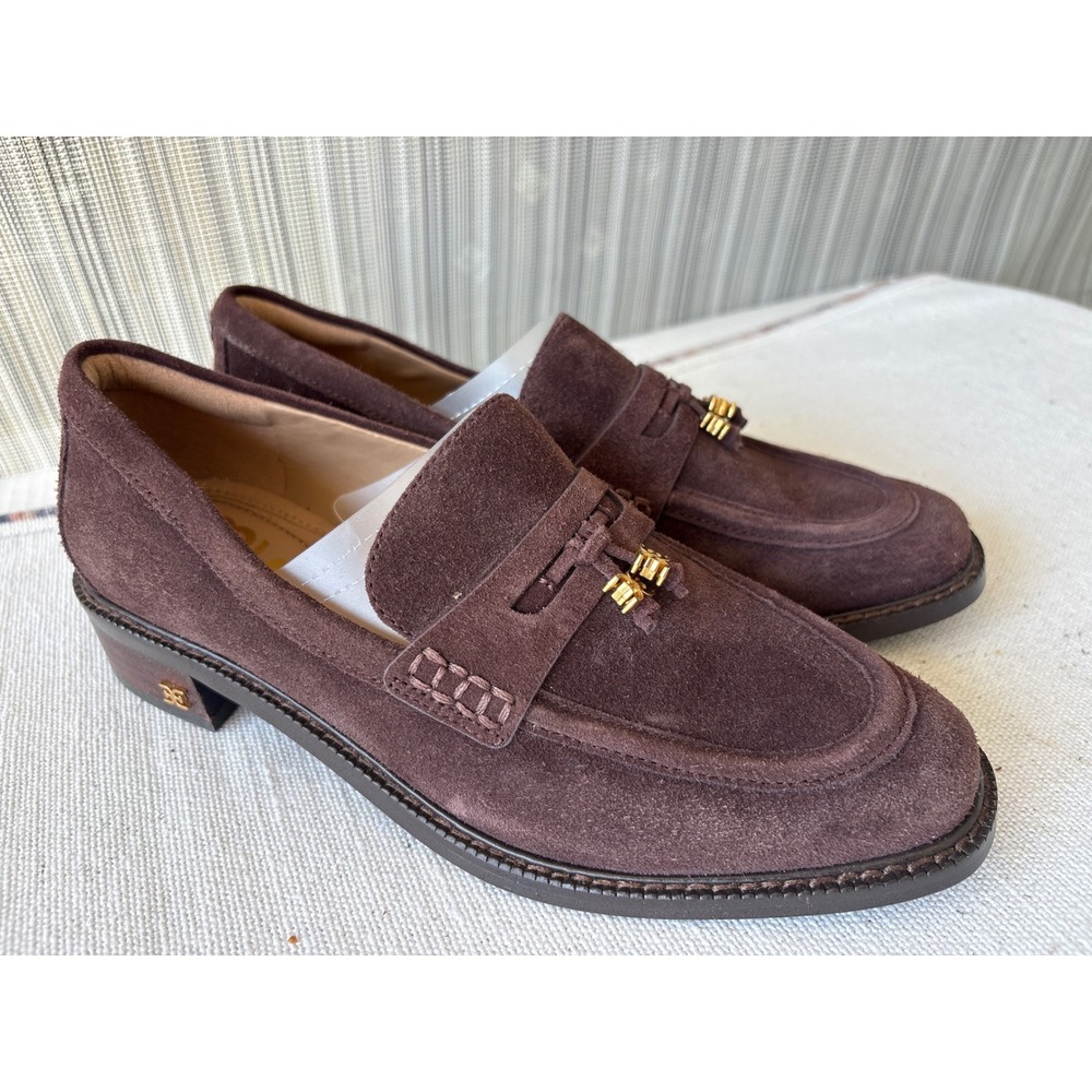 Sam Edelman Womens Brown Suede Tassel Penny Loafers Gold Hardware Size 7
